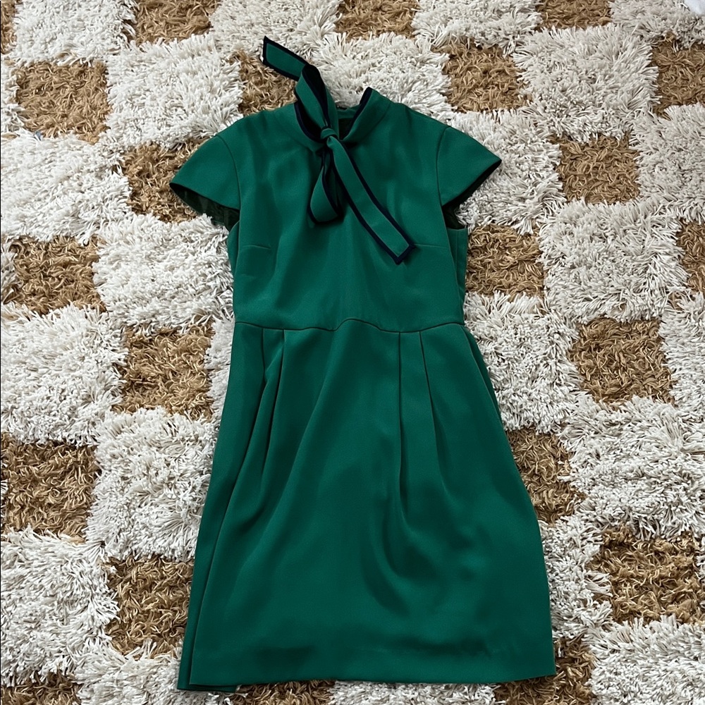 J-Crew Green Bow Collar Dress